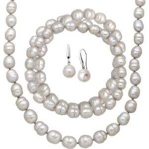 Honora Collection Grey Ringed Pearl Set